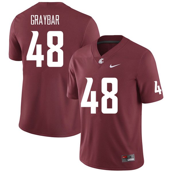 Men #48 Oliver Graybar Washington State Cougars College Football Jerseys Sale-Crimson